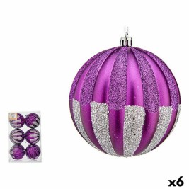 Комплект Коледни Топки Krist+ Лилав Сребрист PVC 10 cm (6 броя)