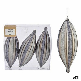 Комплект Коледни Декорации Krist+ Сребрист PVC Разтеглен 3 x 3 x 18 cm 8,5 x 19 x 3 cm (12 броя)
