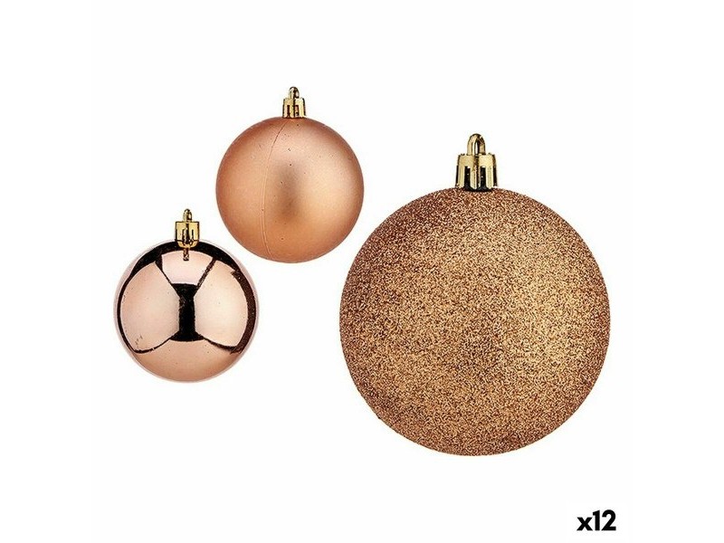 Комплект Коледни Топки Мед Пластмаса Ø 7 cm (12 броя)