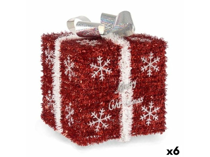 Подаръчна кутия Бял Червен Сребрист полипропилен PET 20 x 23 x 20 cm (6 броя)