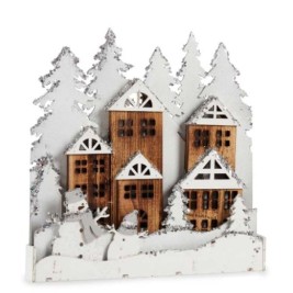 Декоративна фигурка Krist+ Бял Кафяв Селище 44 x 44,7 x 6 cm Светлина (4 броя)