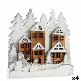 Декоративна фигурка Krist+ Бял Кафяв Селище 44 x 44,7 x 6 cm Светлина (4 броя)
