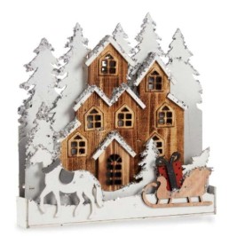 Декоративна фигурка Krist+ Бял Кафяв Селище 44 x 44,5 x 6 cm Светлина (4 броя)