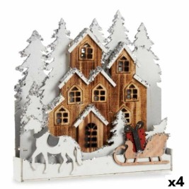 Декоративна фигурка Krist+ Бял Кафяв Селище 44 x 44,5 x 6 cm Светлина (4 броя)