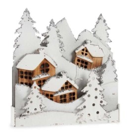 Декоративна фигурка Krist+ Бял Кафяв Селище 44 x 48 x 7,5 cm Светлина (4 броя)
