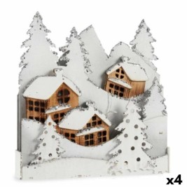 Декоративна фигурка Krist+ Бял Кафяв Селище 44 x 48 x 7,5 cm Светлина (4 броя)