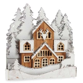 Декоративна фигурка Krist+ Бял Кафяв Селище 44 x 43 x 6 cm Светлина (4 броя)