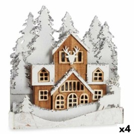 Декоративна фигурка Krist+ Бял Кафяв Селище 44 x 43 x 6 cm Светлина (4 броя)