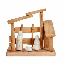 Рождествена Коледна Сцена Krist+ Бял Естествен Дървен Керамика 18 x 17 x 8 cm (2 броя)