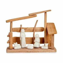 Рождествена Коледна Сцена Krist+ Бял Естествен Дървен Керамика 10 x 21 x 25 cm (2 броя)