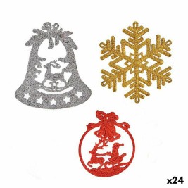 Комплект Коледни Декорации Krist+ Червен Златен Сребрист Пластмаса 13 x 20 x 1,5 cm (24 броя)
