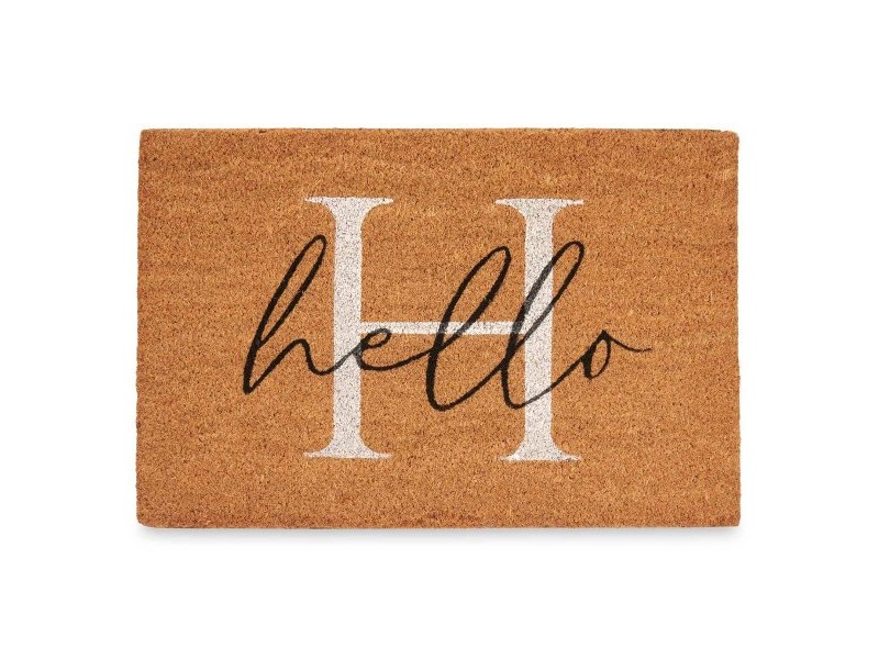 Изтривалка за Врата Gift Decor Hello Бял Черен Естествен PVC 100 % PVC Кокосови влакна 60 x 1 x 40 cm (10 броя) (12 броя)