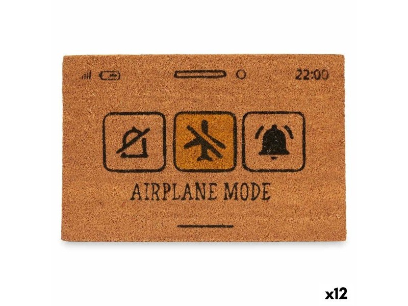 Изтривалка за Врата Gift Decor Airplane Mode Жълт Черен Естествен PVC Кокосови влакна 60 x 1 x 40 cm (12 броя)