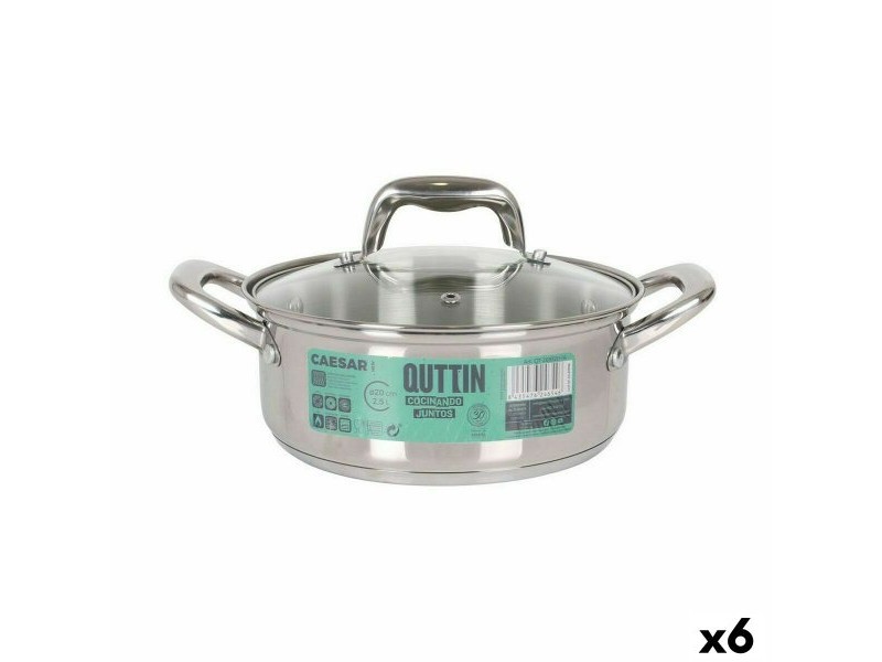 Касерола със Стъклен Капак Quttin Caesar ø 20 x 8 cm Стомана (6 броя)