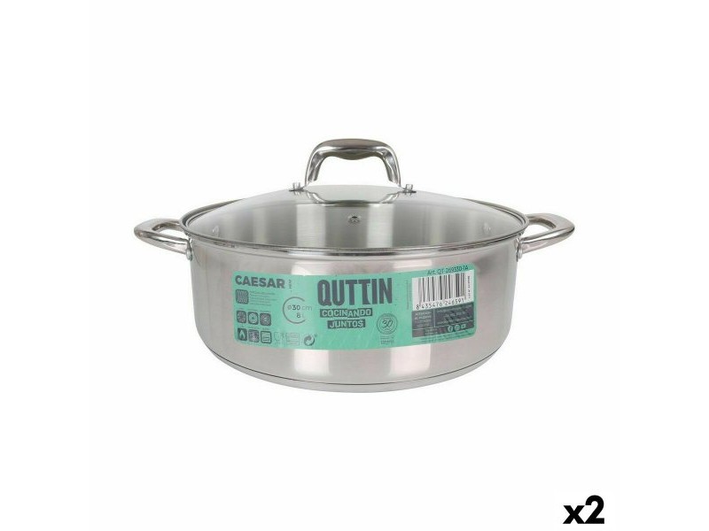 Касерола със Стъклен Капак Quttin Caesar ø 30 x 11,5 cm Стомана (2 броя)