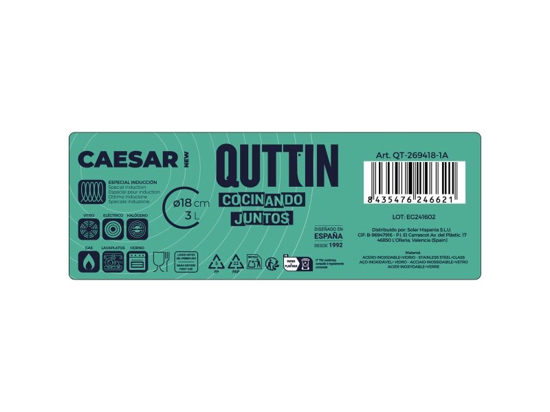 Тенджера със Стъклен Капак Quttin Caesar Стомана ø 18 x 12,5 cm (6 броя) Тенджера със Стъклен Капак Quttin Caesar Стомана ø 18 x 12,5 cm (6 броя)