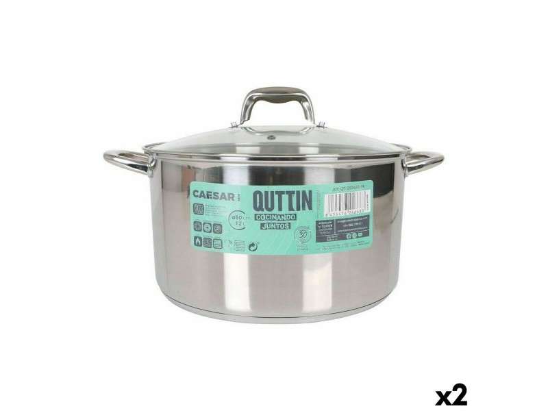 Тенджера със Стъклен Капак Quttin Caesar Стомана ø 30 x 17,5 cm (2 броя)