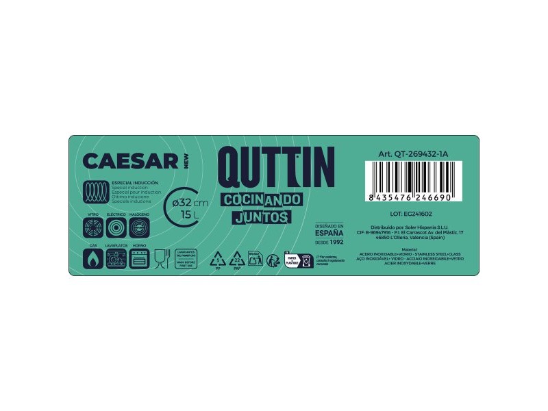 Тенджера със Стъклен Капак Quttin Caesar Стомана ø 32 x 18,5 cm (2 броя)