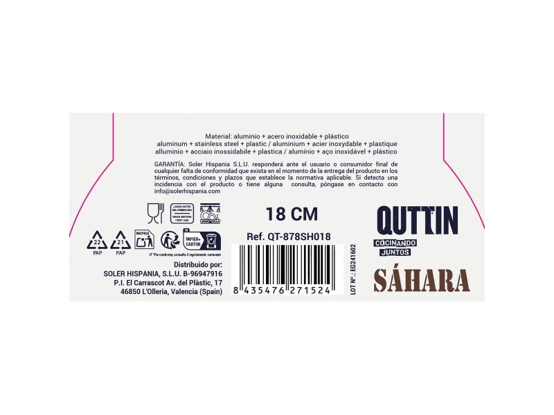 Тиган Quttin Sahara Закален алуминиум Кафяв 37 x 19 x 5,5 cm (6 броя)