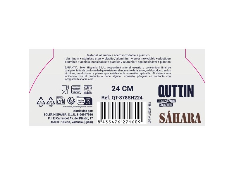 Тиган Quttin Sahara Закален алуминиум Кафяв 44 x 25 x 8 cm (6 броя)
