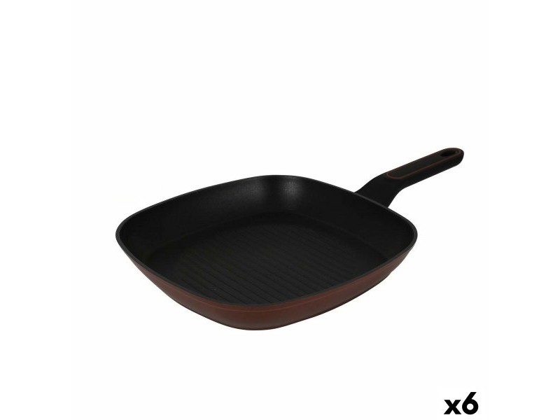 Гладък Тиган за Печене Quttin Sahara Закален алуминиум Кафяв 48 x 29 x 4,5 cm (6 броя)