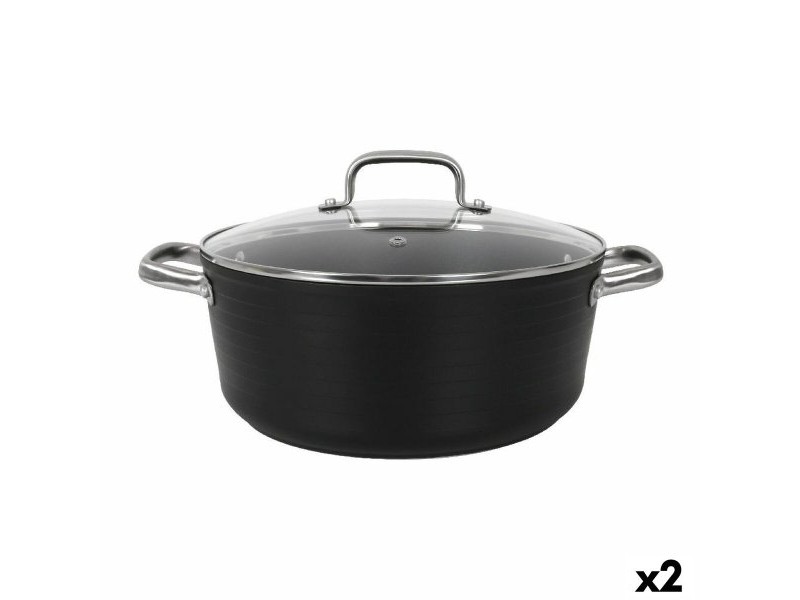 Касерола със Стъклен Капак Quttin Spiral Ø 28 cm Закален алуминиум (2 броя)