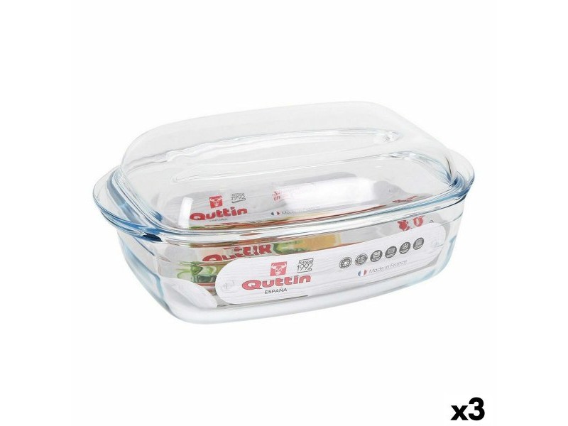 Касерола с Капак Quttin 63096 Cтъкло 32,8 x 19,7 x 13 cm (3 броя)