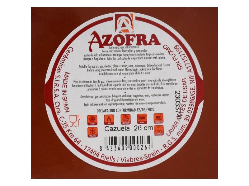 Тенджера Azofra Печена глина 26 x 24,5 x 6 cm (6 броя)