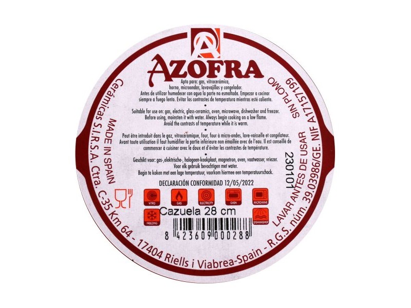 Тенджера Azofra Печена глина 29 x 27 x 6,5 cm (4 броя)
