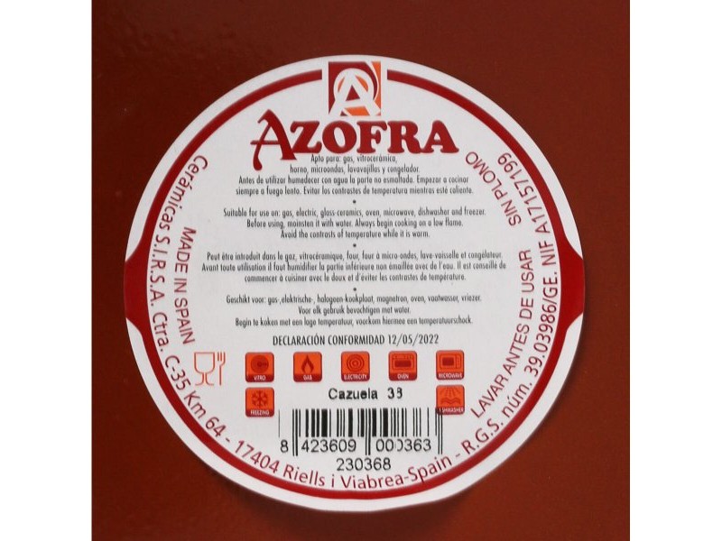 Тенджера Azofra Печена глина 38,5 x 36 x 7,5 cm (4 броя)
