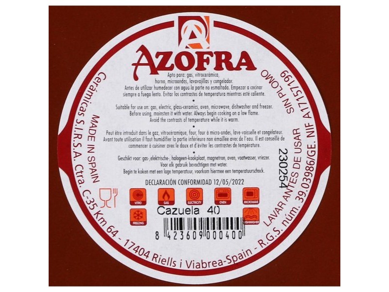 Тенджера Azofra Печена глина 43 x 43 x 7,5 cm (2 броя)