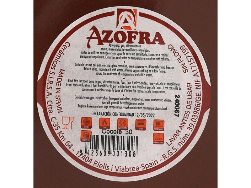 Касерола с Капак Azofra Печена глина 30,5 x 28 x 21 cm (3 броя)