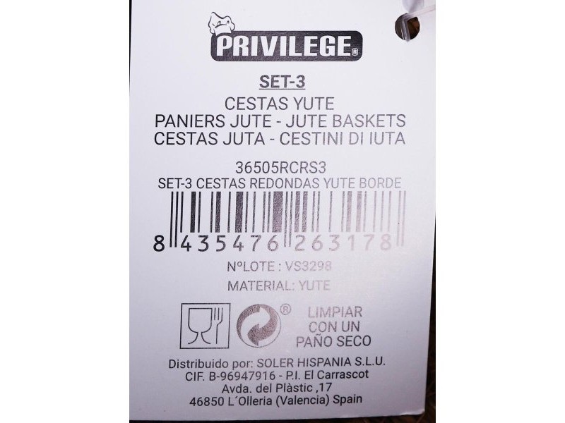 Игра на Кошници Privilege   плетена ракита 17 cm 3 Части