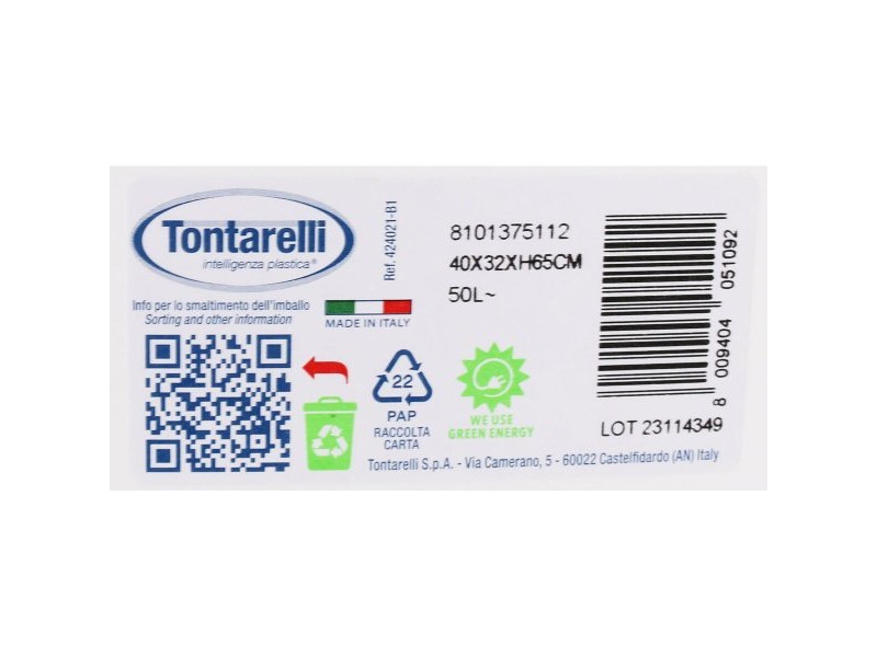 Кошче за боклук Tontarelli Aurora Накланящ се Бял 50 L (6 броя)