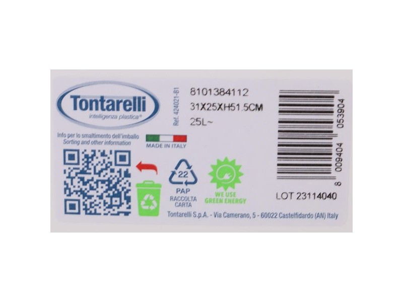 Кошче за боклук Tontarelli Aurora Бял (8 броя)