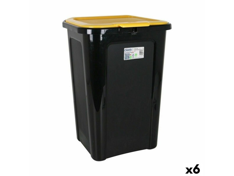 Кошче за Боклук Tontarelli Coverline Жълт 44 L Черен 38,5 x 34,5 x 54,5 cm (6 броя)