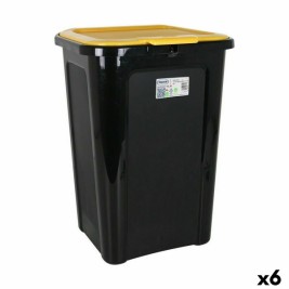 Кошче за Боклук Tontarelli Coverline Жълт 44 L Черен 38,5 x 34,5 x 54,5 cm (6 броя)