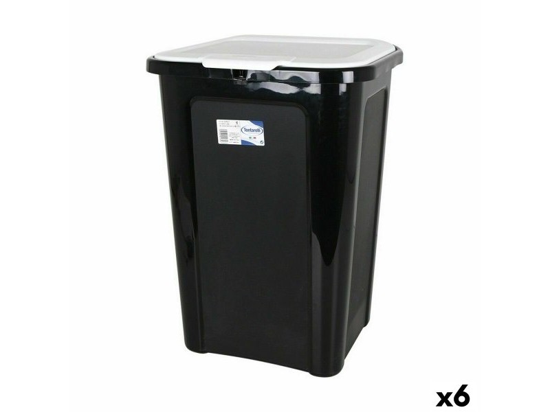 Кошче за Боклук Tontarelli Coverline Бял 44 L Черен 38,5 x 34,5 x 54,5 cm (6 броя)