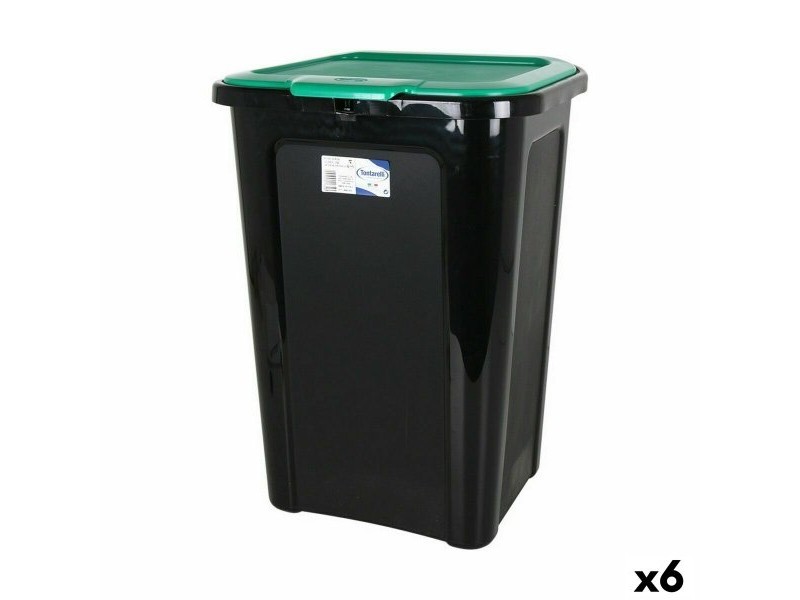 Кошче за Боклук Tontarelli Coverline Зелен 44 L Черен 38,5 x 34,5 x 54,5 cm (6 броя)