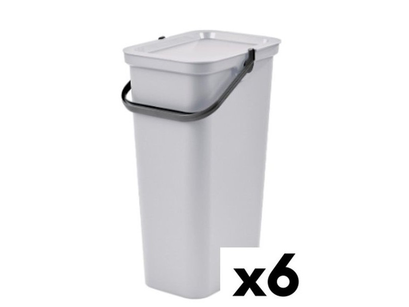 Кошче за Рециклирани Отпадъци Tontarelli Moda 24 L Бял (6 броя)