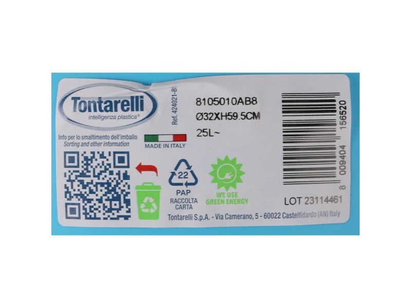 Кошче за боклук Tontarelli Small hoop 25 L (10 броя) Син