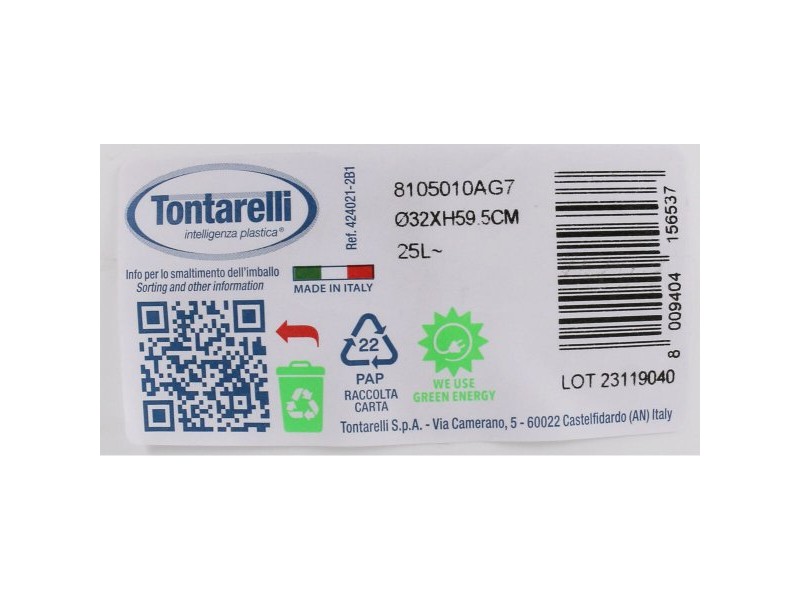 Кошче за боклук Tontarelli Small hoop (10 броя) Бял 25 L Кошче за боклук Tontarelli Small hoop (10 броя) Бял 25 L