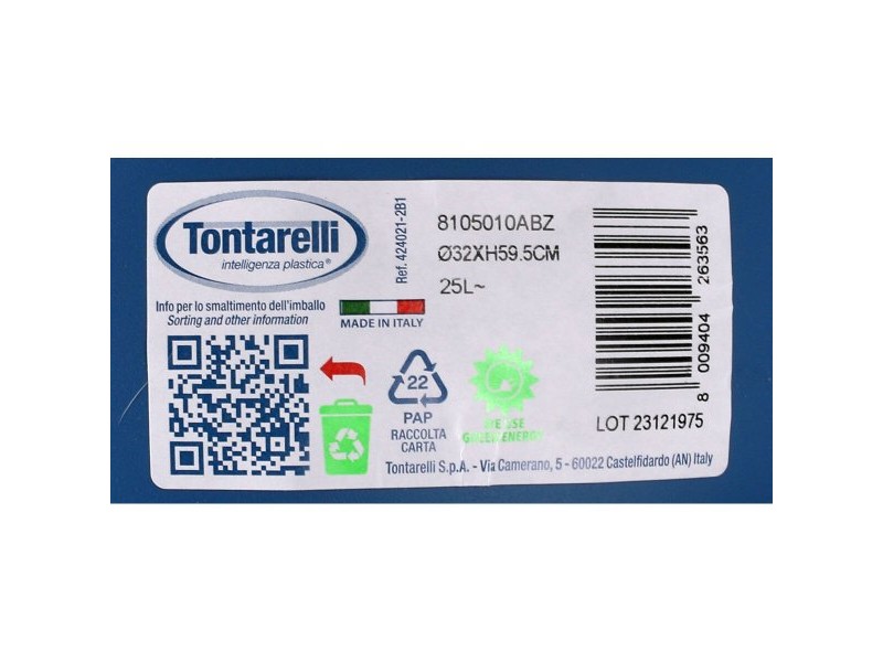 Кошче за Боклук Tontarelli Small hoop Син 25 L 32 x 59,5 cm (10 броя)