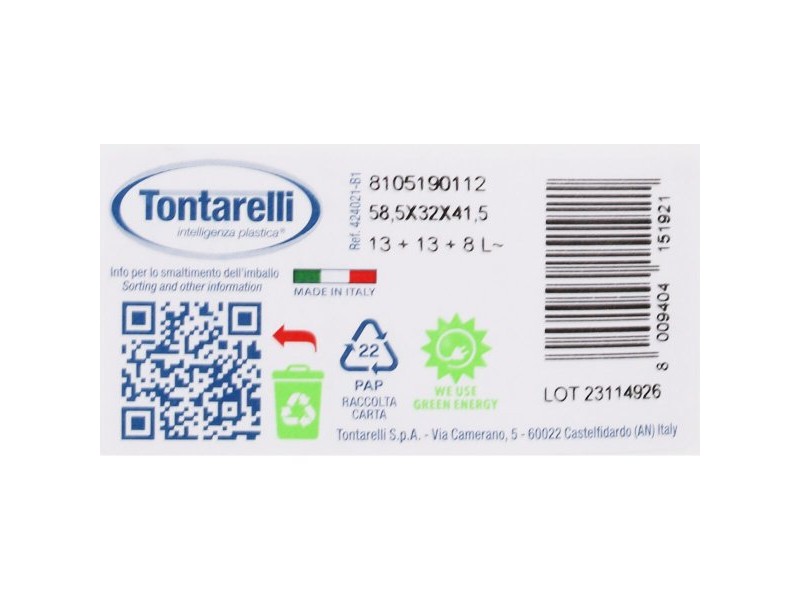 Кошче за боклук Tontarelli Patty Бял (4 броя)