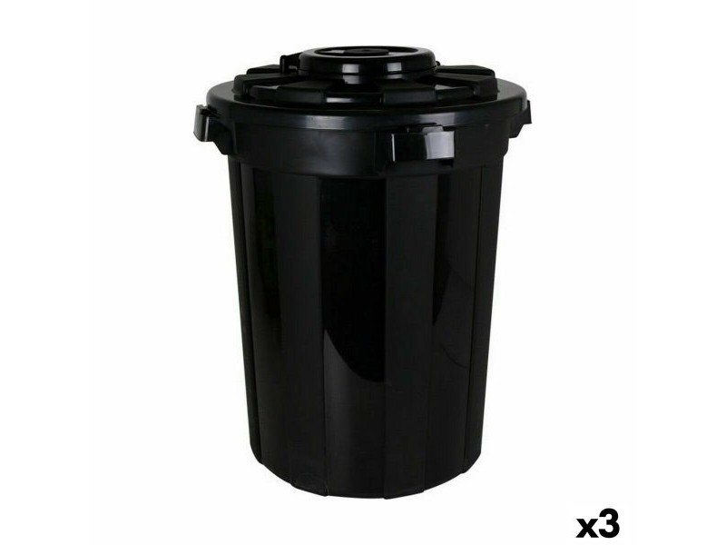 Кошче за Боклук Dem Hop Черен 70 L (3 броя)