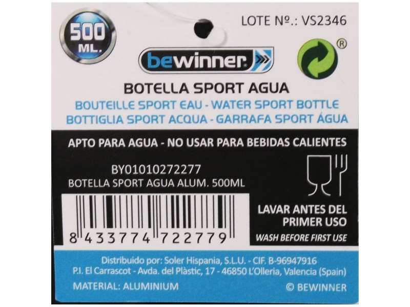 Термо Бутилката Bewinner Алуминий 500 ml 6,5 x 21 cm (12 броя)