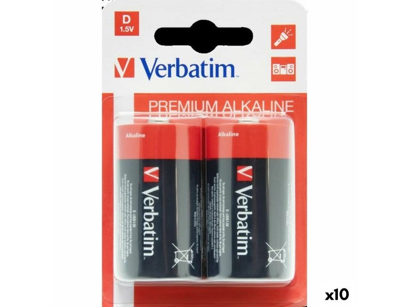 Алкални батерии Verbatim LR20 1,5 V (10 броя)