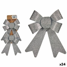 Комплект Коледни Декорации Krist+ Сребрист PVC 15 x 2 x 18 cm Ласо (24 броя)