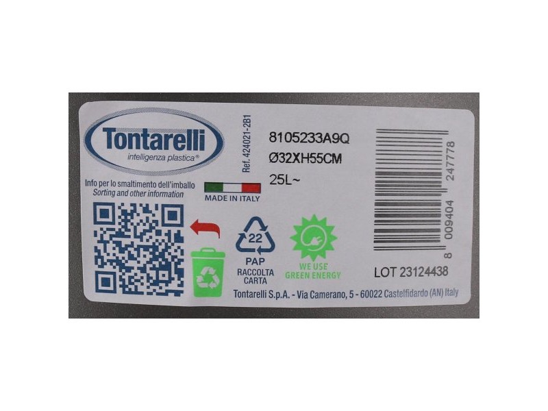 Кошче за Боклук Tontarelli Push Сив Бял 25 L (10 броя)