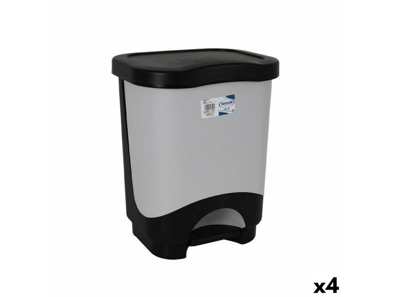 Кошче за Боклук с Педал Tontarelli Idea 24 L Черен Сив 35 x 29 x 44,5 cm (4 броя)